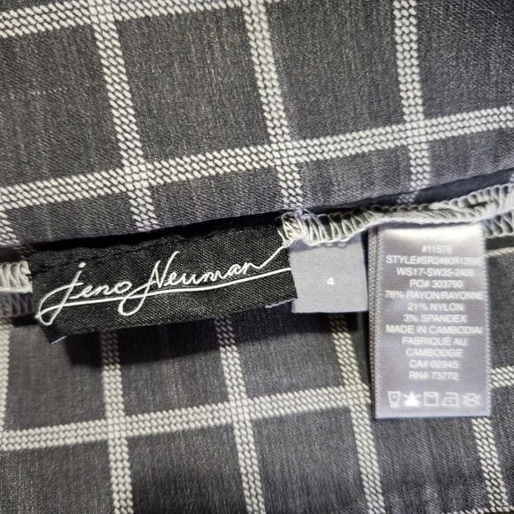 Grey and White Plaid Pencil Skirt - Picture 3 of 3